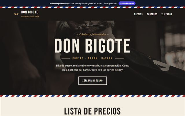 Web de ejemplo de Barbería Don Bigote