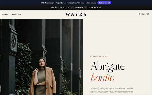 Web de ejemplo de Wayra Boutique