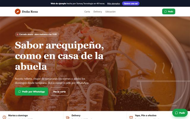 Web de ejemplo de Picantería Doña Rosa