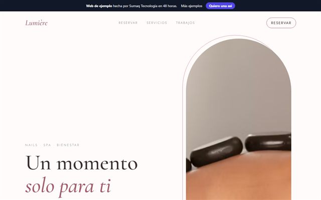 Web de ejemplo de Lumière Nails & Spa