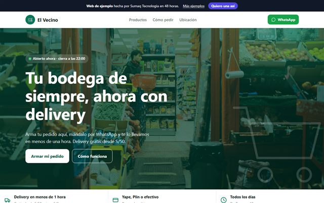 Web de ejemplo de Minimarket El Vecino